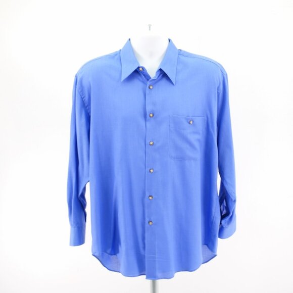 Yves Saint‎ Laurent Blue 16.5 32 / 33 Pocket Front Collared Dress Shirt - Picture 4 of 9